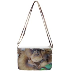 Close Up Mushroom Abstract Double Gusset Crossbody Bag by Fractalsandkaleidoscopes