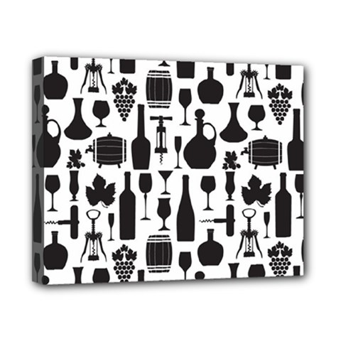 Wine Pattern Black White Canvas 10  X 8  (stretched) by Vaneshart