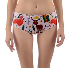 Colorful Funny Christmas Pattern Reversible Mid-waist Bikini Bottoms by Vaneshart