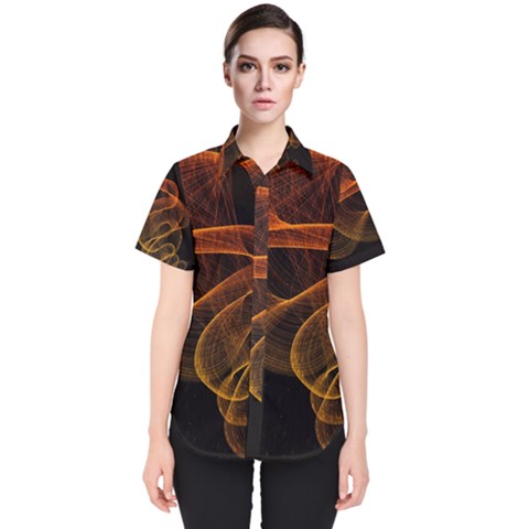 Circle Fractals Pattern Women s Short Sleeve Shirt by HermanTelo