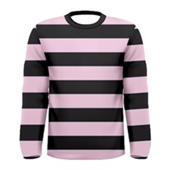 Black And Light Pastel Pink Large Stripes Goth Mime French Style Men s Long Sleeve Tee by genx