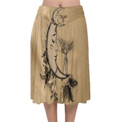 Deer On A Mooon Velvet Flared Midi Skirt by FantasyWorld7
