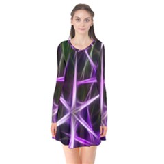 Neurons Brain Cells Imitation Long Sleeve V-neck Flare Dress by HermanTelo