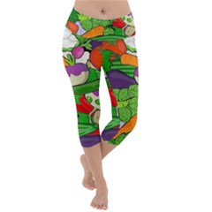 Vegetables Bell Pepper Broccoli Lightweight Velour Capri Yoga Leggings by HermanTelo