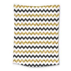 Black And Gold Glitters Zigzag Retro Pattern Golden Metallic Texture Medium Tapestry by genx