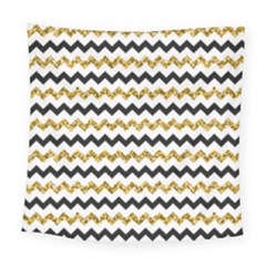 Black And Gold Glitters Zigzag Retro Pattern Golden Metallic Texture Square Tapestry (large) by genx