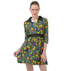 Clown World Pepe The Frog Honkhonk Meme Kekistan Funny Pattern Blue  Mini Skater Shirt Dress by snek