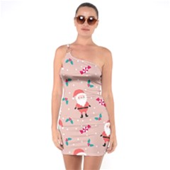 Cute Christmas Santa Seamless Pattern One Soulder Bodycon Dress by Vaneshart
