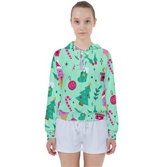Funny Christmas Pattern Background Women s Tie Up Sweat by Vaneshart