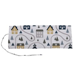 Abstract Seamless Pattern With Cute Houses Trees Road Roll Up Canvas Pencil Holder (s) by Vaneshart