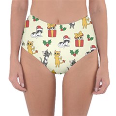 Christmas Funny Pattern Cat Reversible High-waist Bikini Bottoms by Vaneshart