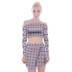 Df Donos Grid Off Shoulder Top With Mini Skirt Set by deformigo