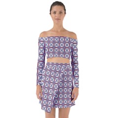 Df Donos Grid Off Shoulder Top With Skirt Set by deformigo