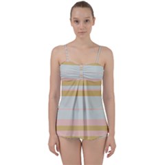 Bandes Rose/doré/vert Babydoll Tankini Set by kcreatif