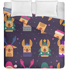 Funny Christmas Pattern With Reindeers Duvet Cover Double Side (king Size) by Vaneshart