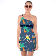 Colorful Funny Christmas Pattern One Soulder Bodycon Dress by Vaneshart