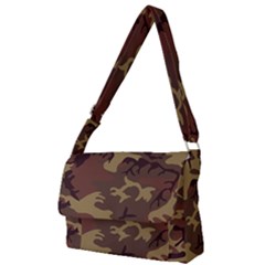 Camo Dark Brown Full Print Messenger Bag (l) by retrotoomoderndesigns
