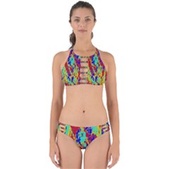 Multicolored Vibran Abstract Textre Print Perfectly Cut Out Bikini Set by dflcprintsclothing