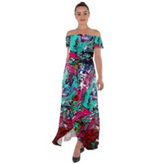 Red And Green 1 1 Off Shoulder Open Front Chiffon Dress by bestdesignintheworld
