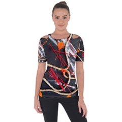 Collage 1 1 Shoulder Cut Out Short Sleeve Top by bestdesignintheworld
