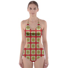 Df Hackberry Grid Cut-out One Piece Swimsuit by deformigo