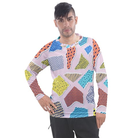 Pattern With Pieces Paper Men s Pique Long Sleeve Tee by Wegoenart