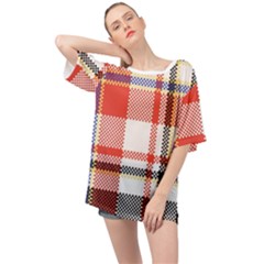 Plaid Mosaic Pixel Seamless Pattern Oversized Chiffon Top by Wegoenart