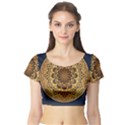 Luxury Mandala Background With Golden Arabesque Pattern Arabic Islamic East Style Premium Vector Short Sleeve Crop Top View1