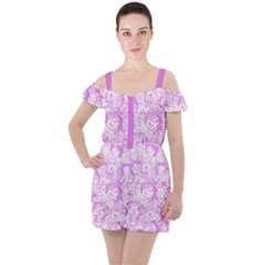 Pink Hentai  Ruffle Cut Out Chiffon Playsuit by thethiiird