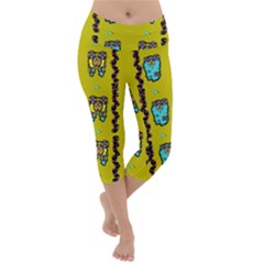 Peace People Hippie Friends And Free Living Fauna Lightweight Velour Capri Yoga Leggings by pepitasart