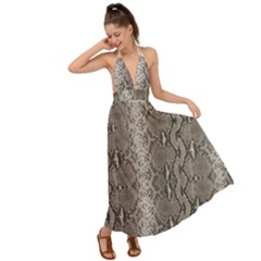 Python Snakeskin Print Backless Maxi Beach Dress by LoolyElzayat