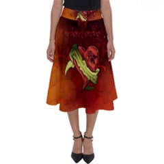 Wonderful Heart On Vintage Background Perfect Length Midi Skirt by FantasyWorld7