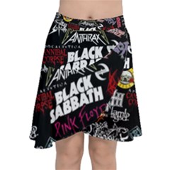 Metal Bands College Chiffon Wrap Front Skirt by Sudhe