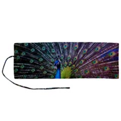 Peacock Colors Bird Colorful Roll Up Canvas Pencil Holder (m) by Vaneshart