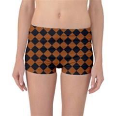 Block Fiesta - Burnt Orange & Black Reversible Boyleg Bikini Bottoms by FashionBoulevard