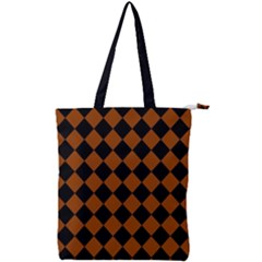 Block Fiesta - Burnt Orange & Black Double Zip Up Tote Bag by FashionBoulevard