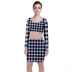 Block Fiesta - Cloudy Grey & Black Top And Skirt Sets by FashionBoulevard