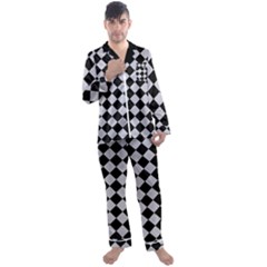 Block Fiesta - Cloudy Grey & Black Men s Satin Pajamas Long Pants Set by FashionBoulevard