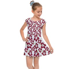 Cute Flowers - Carmine Red White Kids  Cap Sleeve Dress by FashionBoulevard