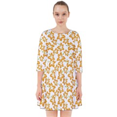 Cute Flowers - Honey Orange White Smock Dress by FashionBoulevard