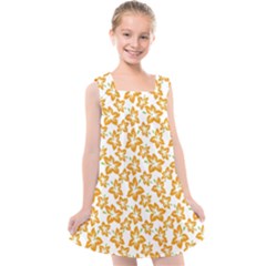 Cute Flowers - Honey Orange White Kids  Cross Back Dress by FashionBoulevard