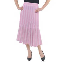 Nice Stripes - Blush Pink Midi Mermaid Skirt by FashionBoulevard