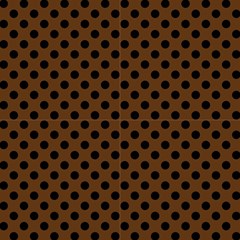 Polka Dots Black On Caramel Brown Fabric by FashionBoulevard