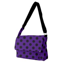 Polka Dots Black On Imperial Purple Full Print Messenger Bag (m) by FashionBoulevard