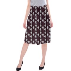 White Rose In Maroon Midi Beach Skirt by snowwhitegirl