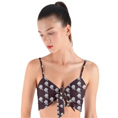 White Rose In Maroon Woven Tie Front Bralet by snowwhitegirl
