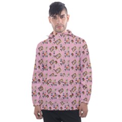 Robin Art Pink Pattern Men s Front Pocket Pullover Windbreaker by snowwhitegirl