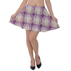 Doily Only Pattern Purple Velvet Skater Skirt by snowwhitegirl