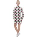 Doily Rose Pattern White Women s Long Sleeve Casual Dress View2