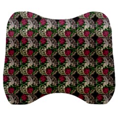 Doily Rose Pattern Black Velour Head Support Cushion by snowwhitegirl